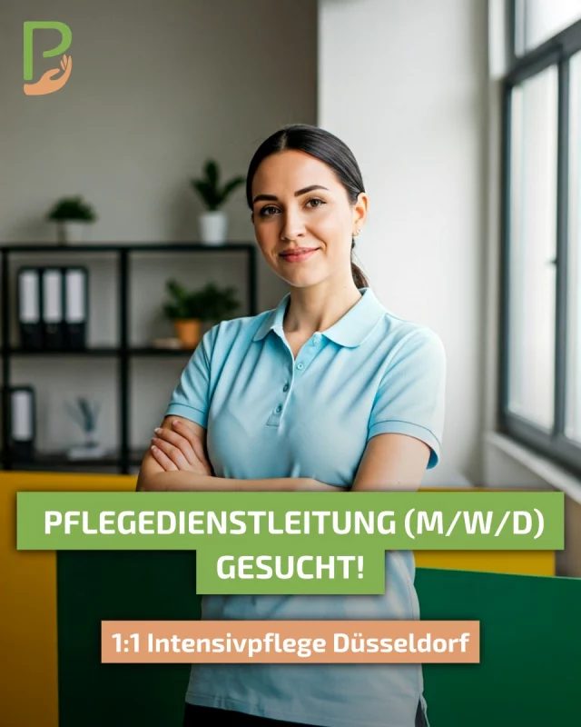 Pflegedienstleitung gesucht für die 1:1-Intensivpflege!🩺  Für unseren wachsenden Bereich der außerklinischen 1:1-Intensivpflege in Düsseldorf suchen wir eine Pflegedienstleitung (m/w/d) in Vollzeit.  📍 Standort: Düsseldorf (Mettmanner Straße 24–26)
👥 11 Intensiv-Versorgungen (mit Ausbaupotenzial)
🚗 Dienstwagen + digitale Prozesse + starke Einarbeitung
💸 Gehalt ab 4.500 €/Monat + Betriebsrente + Gesundheitsbonus  Du bringst Leitungserfahrung und PDL-Qualifikation mit? Dann melde dich direkt bei Lena Haidinger!  📱 0172 5383586
📧 bewerbung@pflegedienst-bernstein.de  #PDL #Intensivpflege #Pflegedienstleitung #Pflegejob #Düsseldorf #Pflege #PflegedienstBernstein #1zu1Pflege #Stellenanzeige #Pflegedienst