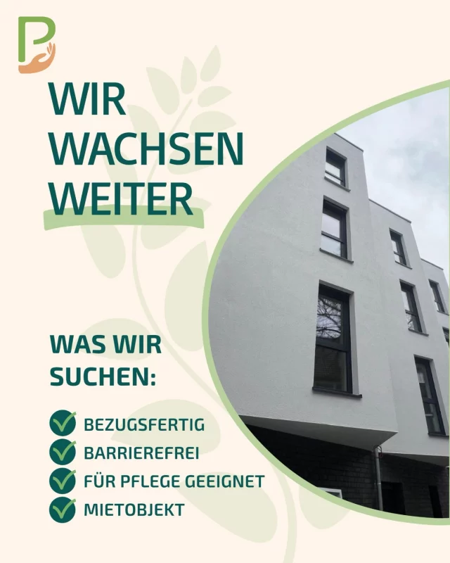 🏡 Pflege braucht Raum – wir suchen Immobilien in NRW!🏡  Am 15. August eröffnen wir unsere neue Senioren-WG in Essen-Altenessen. Doch das ist nur der Anfang: Wir möchten weitere Pflegeangebote im Raum Düsseldorf und ganz NRW aufbauen – dafür suchen wir passende Objekte!  🔎 Gesucht werden:
▪️ Senioren-WG-geeignete Immobilien
▪️ Flächen für ambulante Pflege-Stützpunkte
▪️ Mietobjekte (bezugsfertig, keine Umbauten notwendig)  📍 Fokus: Düsseldorf & Umgebung, gerne auch weitere Standorte in NRW  ✔️ Erdgeschoss oder barrierefrei
✔️ Gute Lage & Erreichbarkeit
✔️ Direkt nutzbar  Sie kennen passende Flächen oder Vermieter, die mit uns gemeinsam soziale Verantwortung leben möchten?💬  Dann melden Sie sich – wir freuen uns auf Ihre Nachricht! 💚  🙋‍♀️ Lena Haidinger
📱 0172 5383586
📧 kunden@pflegedienst-bernstein.de  #PflegedienstBernstein #SeniorenWG #AmbulantePflege #Immobilien #NRW #Pflege #Düsseldorf #Essen #Pflegedienst