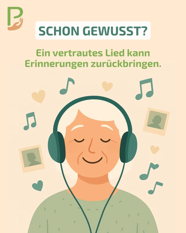 🎶 Musik als Schlüssel zur Erinnerung 🎶  Musik kann Erinnerungen wecken, die längst verloren schienen.
Gerade für Menschen mit Demenz wirkt sie oft wie eine Brücke in die Vergangenheit:
Ein vertrautes Lied, ein Rhythmus oder eine Melodie – und plötzlich tauchen Bilder, Gefühle und Worte wieder auf.  Solche Momente zeigen, wie stark Musik unser Leben prägt – sie schafft Nähe, verbindet Generationen und lässt Erinnerungen lebendig werden. 🌿✨  Möchtest Du mehr über uns erfahren?  📞 0172 5383586
📧 kunden@pflegedienst-bernstein.de  #PflegedienstBernstein #SeniorenWG #Pflege #Demenz #Musik #Erinnerungen #PflegeAlltag #Essen #Düsseldorf